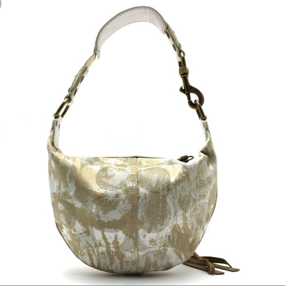 Nwt COACH Tie dye Canvas Leather Gold hobo bag purse - Picture 2 of 4